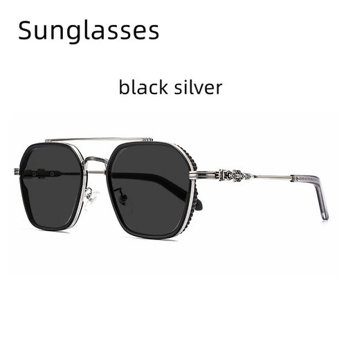 Retro Polygonal Alloy Glasses Frame – Photochromic Eyeglasses & Sunglasses for Men and Women