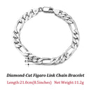 Dazzle Dime® 925 Sterling Silver Figaro Chain Necklace for Men & Women – 3.3mm/5mm/7mm | Rhodium/Gold Plated | Trendy Statement Jewelry