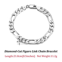 Dazzle Dime® 925 Sterling Silver Figaro Chain Necklace for Men & Women – 3.3mm/5mm/7mm | Rhodium/Gold Plated | Trendy Statement Jewelry