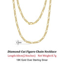 Dazzle Dime® 925 Sterling Silver Figaro Chain Necklace for Men & Women – 3.3mm/5mm/7mm | Rhodium/Gold Plated | Trendy Statement Jewelry