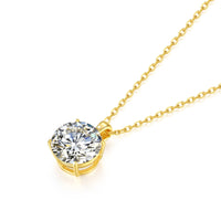 Dazzle Dime® 14K Gold Moissanite Pendant Necklace | 1CT, 2CT, 3CT Round Brilliant Cut | Fine Jewelry for Women