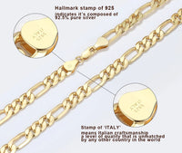 Dazzle Dime® 925 Sterling Silver Figaro Chain Necklace for Men & Women – 3.3mm/5mm/7mm | Rhodium/Gold Plated | Trendy Statement Jewelry