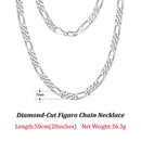 Dazzle Dime® 925 Sterling Silver Figaro Chain Necklace for Men & Women – 3.3mm/5mm/7mm | Rhodium/Gold Plated | Trendy Statement Jewelry