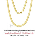 Dazzle Dime® 3mm Herringbone Snake Chain Necklace – 14K Gold Plated 925 Sterling Silver | Flexible Flat Chain for Women SC35