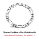 Dazzle Dime® 925 Sterling Silver Figaro Chain Necklace for Men & Women – 3.3mm/5mm/7mm | Rhodium/Gold Plated | Trendy Statement Jewelry