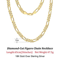 Dazzle Dime® 925 Sterling Silver Figaro Chain Necklace for Men & Women – 3.3mm/5mm/7mm | Rhodium/Gold Plated | Trendy Statement Jewelry