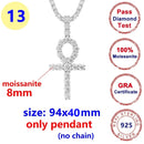 8MM Full Moissanite Cross Pendant – S925 Sterling Silver White Gold for Men & Women