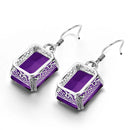 Dazzle Dime® Amethyst Sterling Silver Earrings – Square White Gold-Plated Gemstone Fine Jewelry for Women