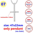 8MM Full Moissanite Cross Pendant – S925 Sterling Silver White Gold for Men & Women