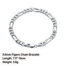 Dazzle Dime® 925 Sterling Silver Figaro Chain Necklace for Men & Women – 3.3mm/5mm/7mm | Rhodium/Gold Plated | Trendy Statement Jewelry