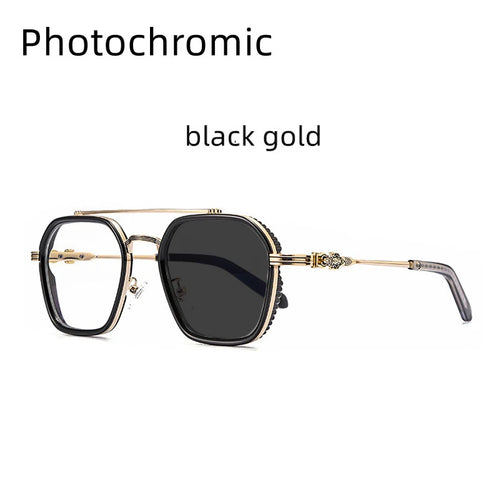 Retro Polygonal Alloy Glasses Frame – Photochromic Eyeglasses & Sunglasses for Men and Women