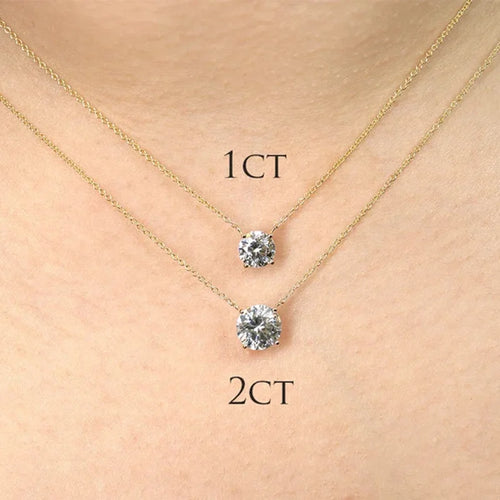 Dazzle Dime 1CT 2CT 3CT Moissanite Pendant Necklace for Hallmarked 925 Silver Chains Solitaire Drop Necklaces