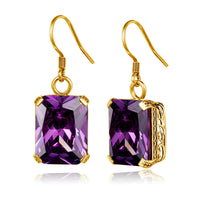 Dazzle Dime® Amethyst Sterling Silver Earrings – Square White Gold-Plated Gemstone Fine Jewelry for Women