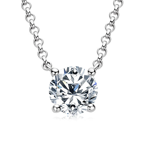 Dazzle Dime 1CT 2CT 3CT Moissanite Pendant Necklace for Hallmarked 925 Silver Chains Solitaire Drop Necklaces