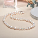 Dazzle Dime® Baroque White Freshwater Pearl Necklace – 925 Sterling Silver, 8–10MM Cultured Pearls, Elegant Gift for Women