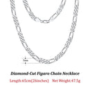 Dazzle Dime® 925 Sterling Silver Figaro Chain Necklace for Men & Women – 3.3mm/5mm/7mm | Rhodium/Gold Plated | Trendy Statement Jewelry