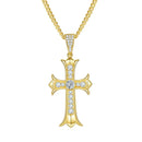 Vintage Street Style Goldschool Cross Body Pendant Necklace – 18K Gold Plated with Moissanite