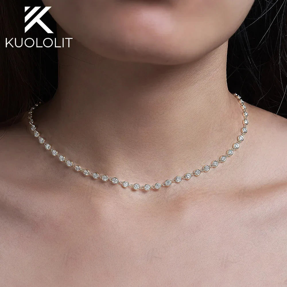 Moissanite Solitaire Necklace – 14K/10K/9K Solid Gold or 925 Silver, D/VVS1 3mm