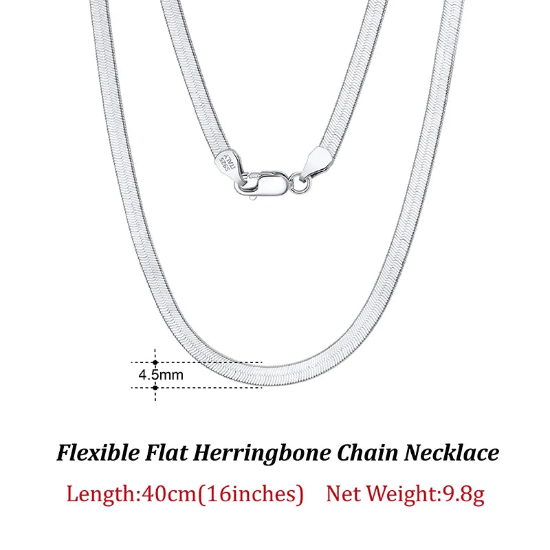 Dazzle Dime® 3mm Herringbone Snake Chain Necklace – 14K Gold Plated 925 Sterling Silver | Flexible Flat Chain for Women SC35