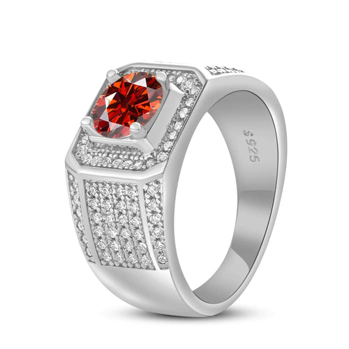 1CT Moissanite Ring for Men – 6.5mm D Color Stone | 925 Sterling Silver with 18K Platinum Plating | GRA Certified Hip-Hop Wedding Band