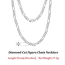 Dazzle Dime® 925 Sterling Silver Figaro Chain Necklace for Men & Women – 3.3mm/5mm/7mm | Rhodium/Gold Plated | Trendy Statement Jewelry