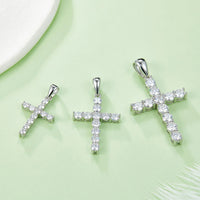 Hip-Hop Fashion S925 Sterling Silver Full Moissanite Cross Pendant Necklace – Unisex Jewelry