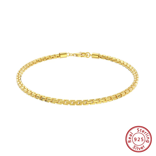 Dazzle Dime® Italian 3mm Round Box Chain Bracelet for Men | S925 Sterling Silver Hand Chain