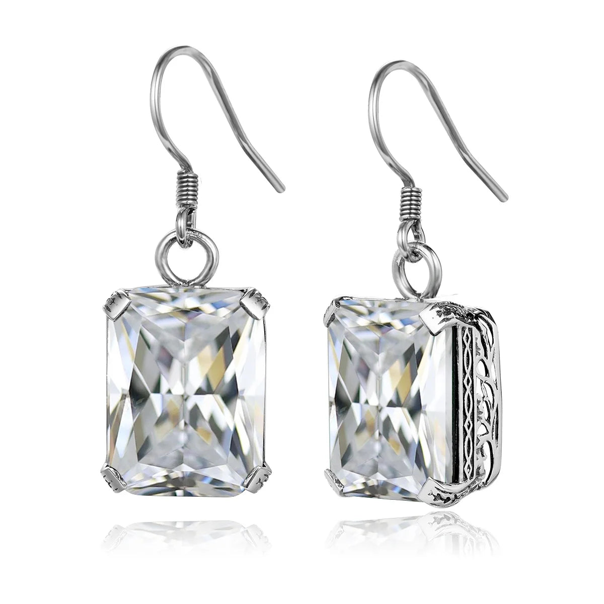 Dazzle Dime® Amethyst Sterling Silver Earrings – Square White Gold-Plated Gemstone Fine Jewelry for Women