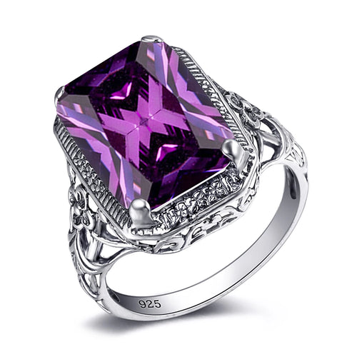 Vintage Gemstone Birthstone Wedding Ring – 925 Sterling Silver, Handmade Luxury for Women