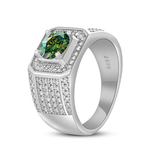 1CT Moissanite Ring for Men – 6.5mm D Color Stone | 925 Sterling Silver with 18K Platinum Plating | GRA Certified Hip-Hop Wedding Band