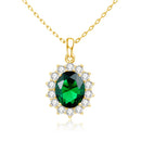 Dazzle Dime® Princess Diana Inspired Emerald Necklace | 18K Gold Plated Sterling Silver | Luxury Victorian Jewelry for Women