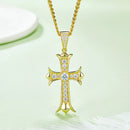 Vintage Street Style Goldschool Cross Body Pendant Necklace – 18K Gold Plated with Moissanite