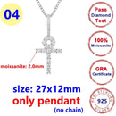 8MM Full Moissanite Cross Pendant – S925 Sterling Silver White Gold for Men & Women