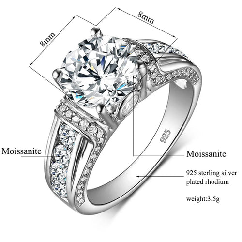 Timeless Elegance: 2ct D-Color VVS1 Moissanite Diamond Ring in 925 Sterling Silver with Sapphire Accents