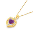 18K Gold Natural Amethyst Heart Necklaces Pendant Original Design for Women Anniversary Party Gift Fine Jewelry