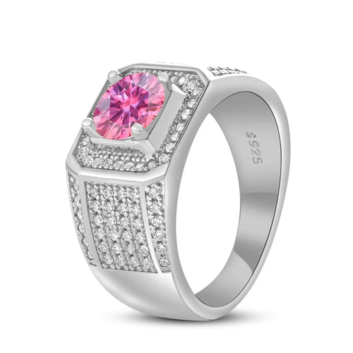 1CT Moissanite Ring for Men – 6.5mm D Color Stone | 925 Sterling Silver with 18K Platinum Plating | GRA Certified Hip-Hop Wedding Band