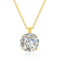 Dazzle Dime® 14K Gold Moissanite Pendant Necklace | 1CT, 2CT, 3CT Round Brilliant Cut | Fine Jewelry for Women