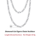 Dazzle Dime® 925 Sterling Silver Figaro Chain Necklace for Men & Women – 3.3mm/5mm/7mm | Rhodium/Gold Plated | Trendy Statement Jewelry
