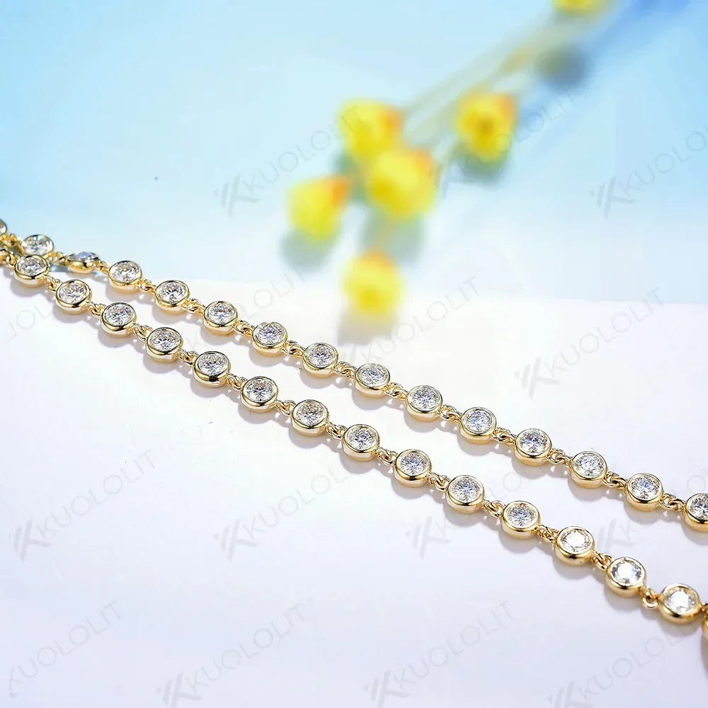 Moissanite Solitaire Necklace – 14K/10K/9K Solid Gold or 925 Silver, D/VVS1 3mm