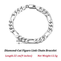 Dazzle Dime® 925 Sterling Silver Figaro Chain Necklace for Men & Women – 3.3mm/5mm/7mm | Rhodium/Gold Plated | Trendy Statement Jewelry