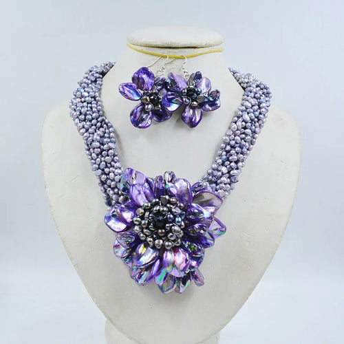 Natural Baroque Pearl & Shell Flower Necklace – 50cm Luxury Women’s Jewelry for Wedding, Party & Gift Occasions