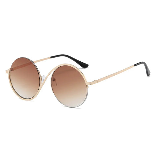 Luxury Half-Frame Circular Sunglasses