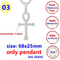 8MM Full Moissanite Cross Pendant – S925 Sterling Silver White Gold for Men & Women