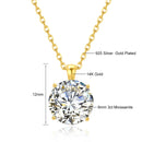 Dazzle Dime® 14K Gold Moissanite Pendant Necklace | 1CT, 2CT, 3CT Round Brilliant Cut | Fine Jewelry for Women