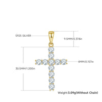 Hip-Hop Fashion S925 Sterling Silver Full Moissanite Cross Pendant Necklace – Unisex Jewelry