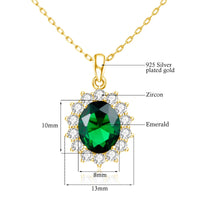 Dazzle Dime® Princess Diana Inspired Emerald Necklace | 18K Gold Plated Sterling Silver | Luxury Victorian Jewelry for Women