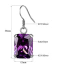 Dazzle Dime® Amethyst Sterling Silver Earrings – Square White Gold-Plated Gemstone Fine Jewelry for Women