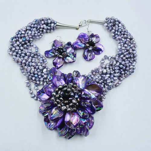 Natural Baroque Pearl & Shell Flower Necklace – 50cm Luxury Women’s Jewelry for Wedding, Party & Gift Occasions