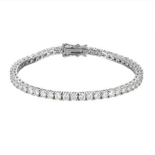 Dazzle Dime 2Mm Moissanite Tennis Bracelet Hallmarked 925 Sterling 18K Plated White Gold Sparkling Party Jewelry
