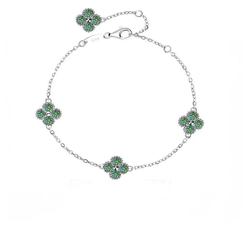Dazzle Dime D Color 2.4CT (25 Sterling Moissanite Bracelets Lucky Bangles Wedding Birthday Party Clover Gifts Jewelry